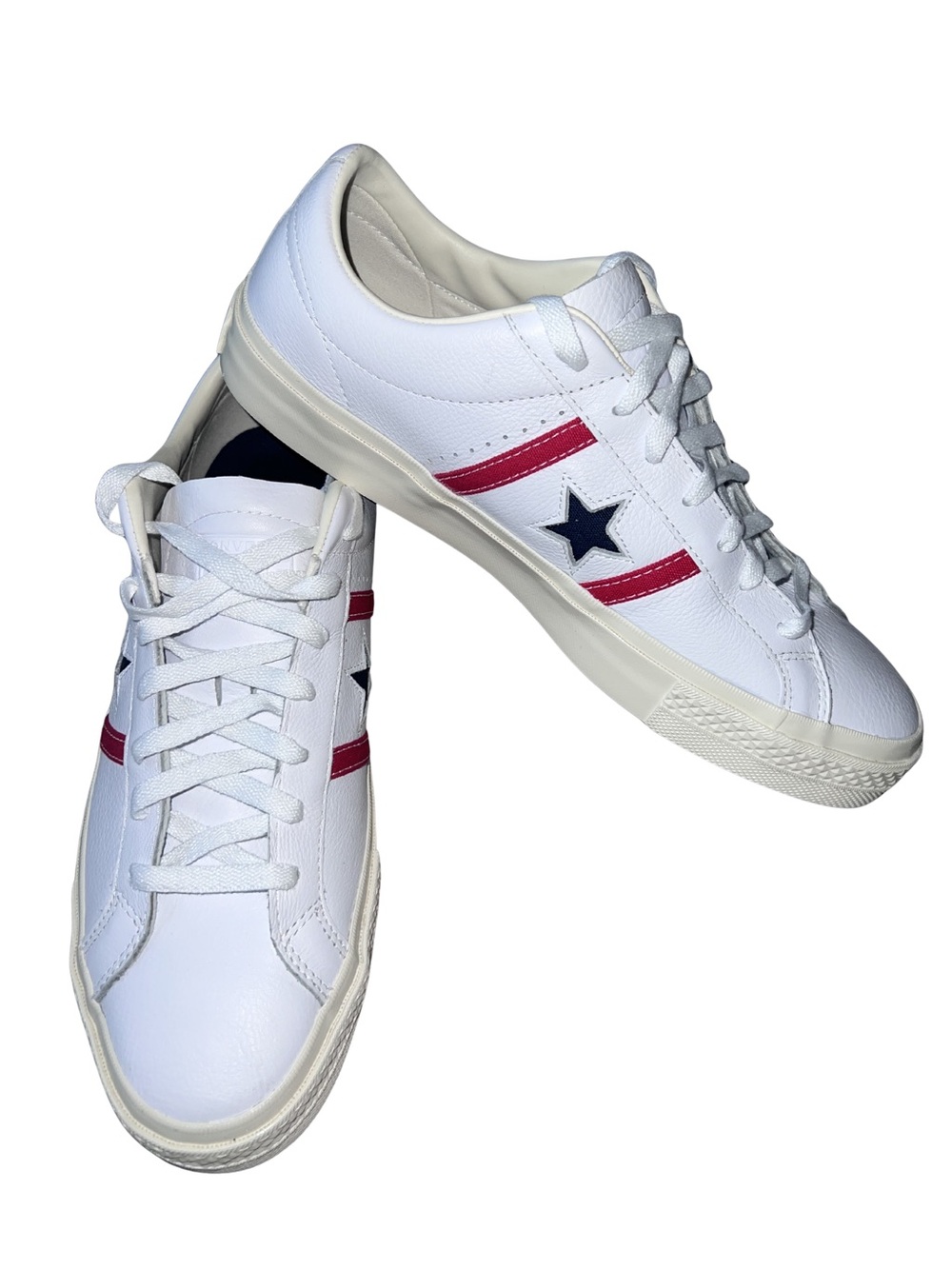 NWOT Converse One Star Academy Men's Leather Sneaker Navy Star and Red Stripes